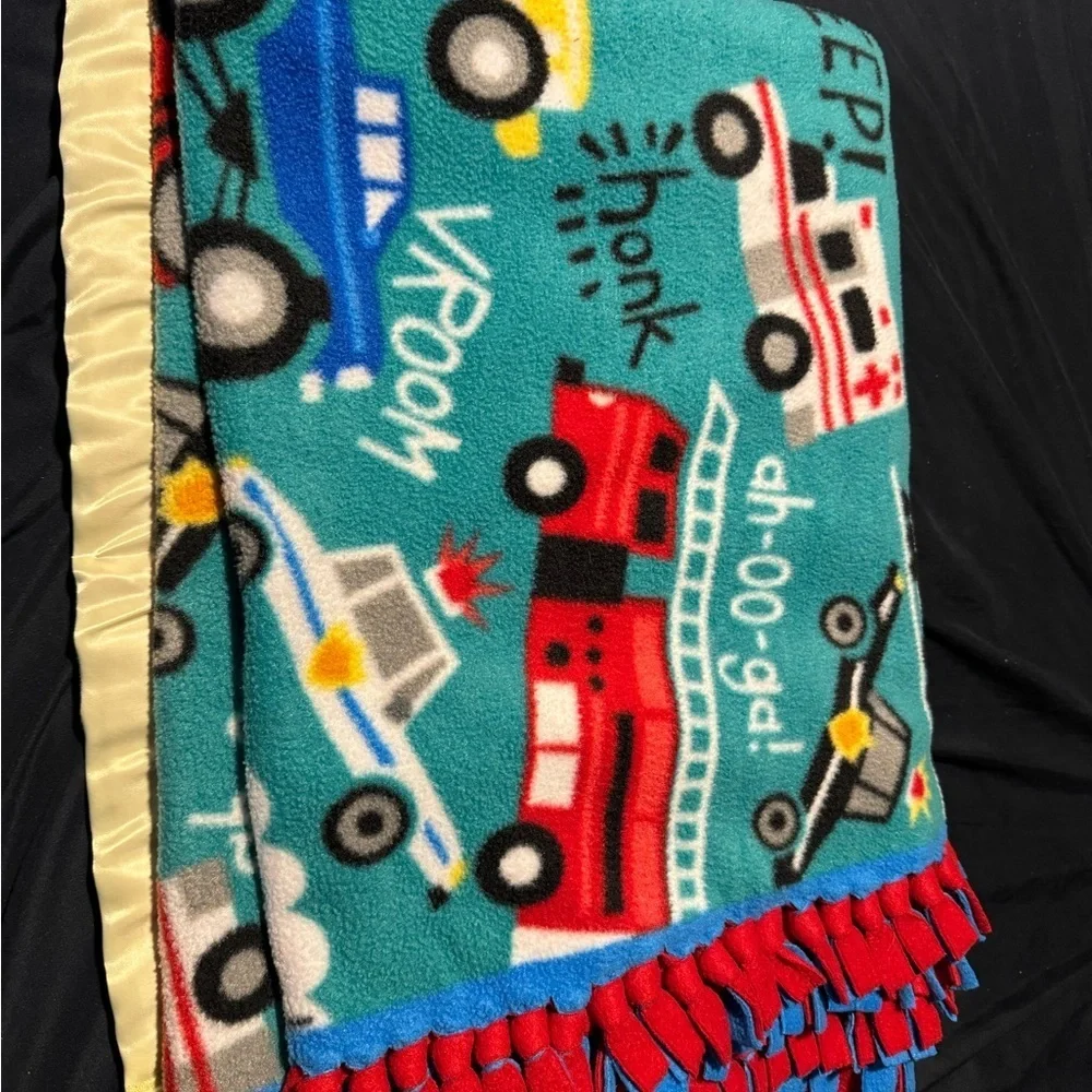Boys Custom One of A Kind Trucks Blanket. Firetrucks police and more